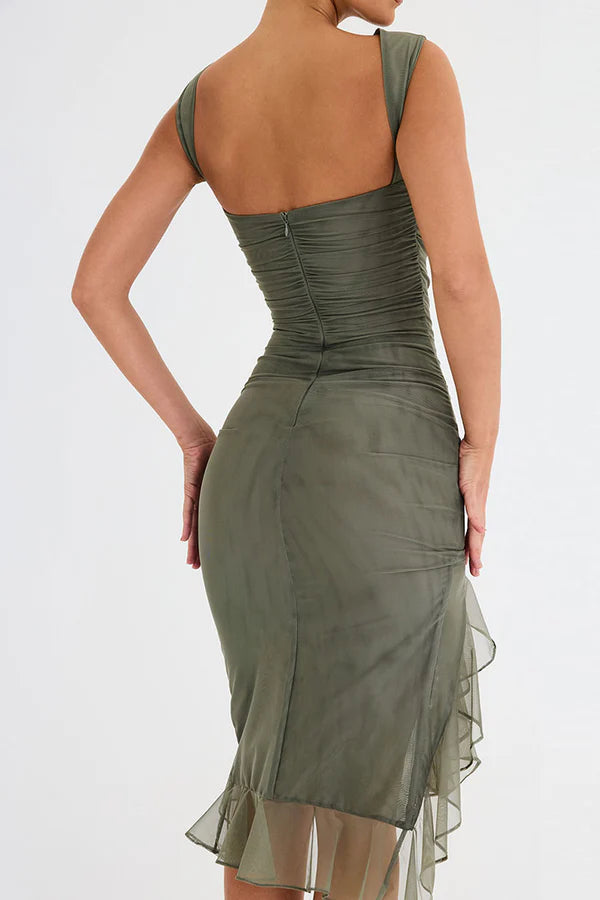 Maureen | Elegant Ruffle Midi Kjole til Alle Anledninger