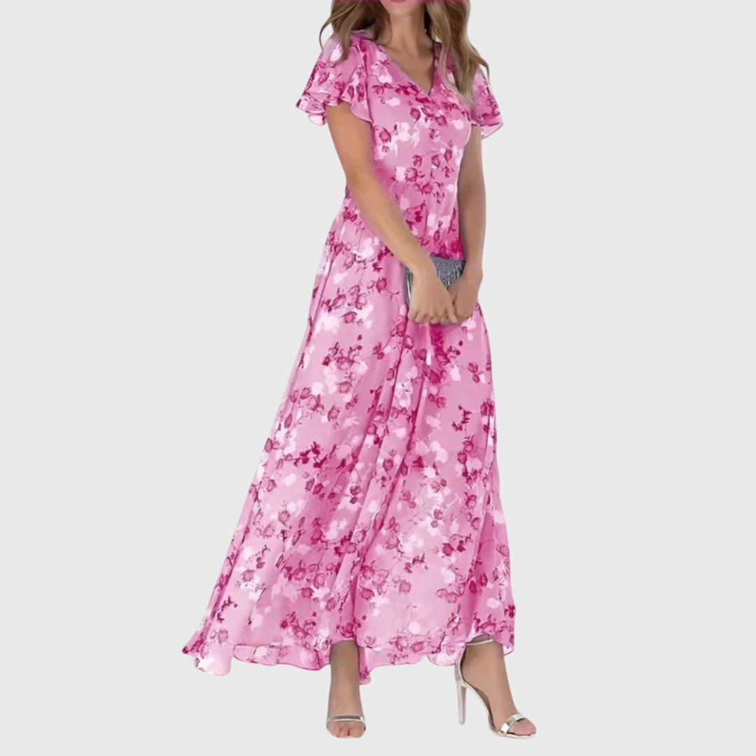 Betty | Kvinders V-Hals Blomster Maxi Kjole