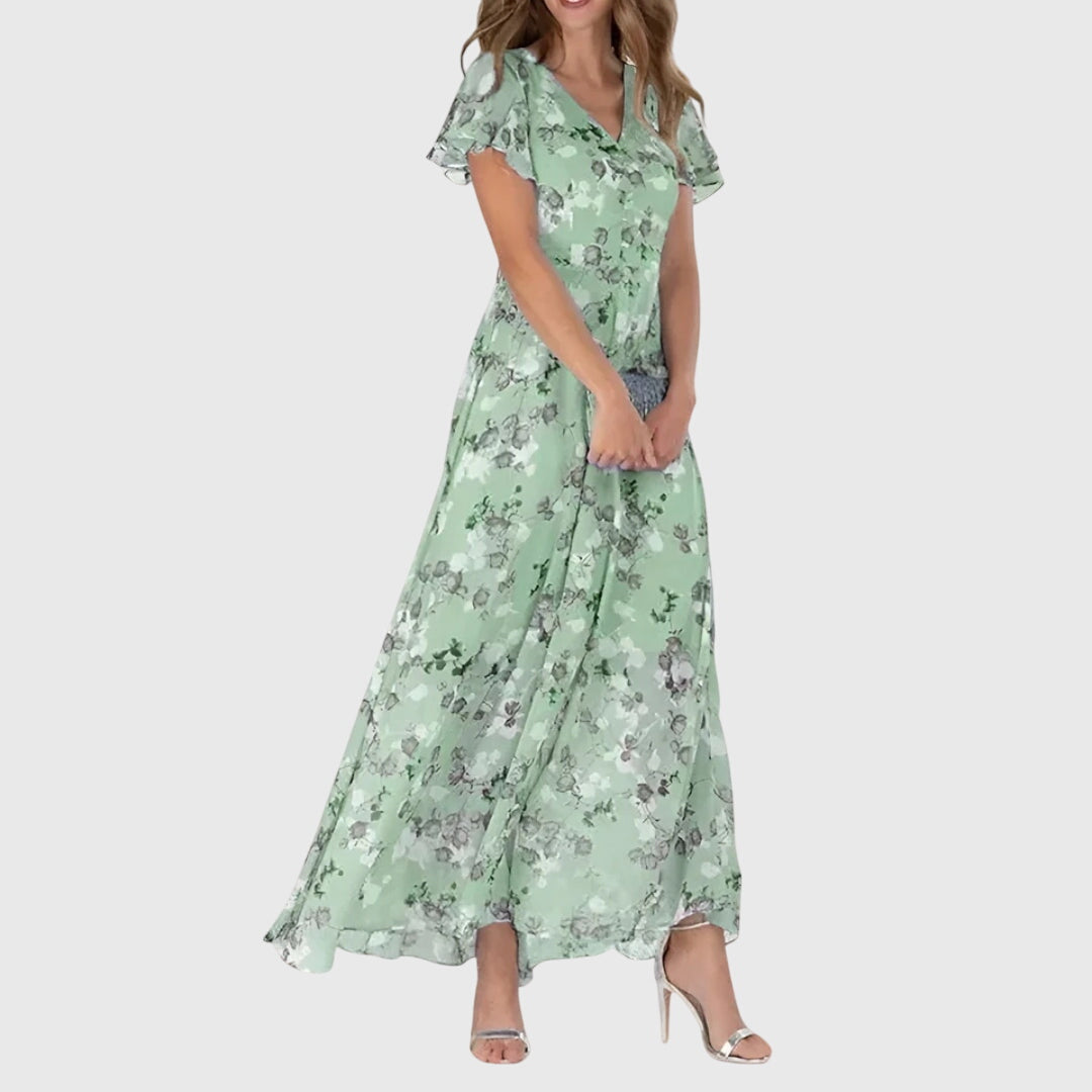 Betty | Kvinders V-Hals Blomster Maxi Kjole