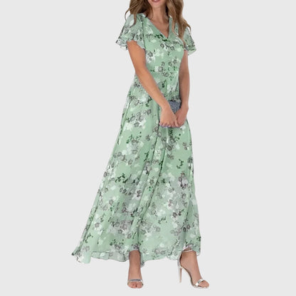 Betty | Kvinders V-Hals Blomster Maxi Kjole