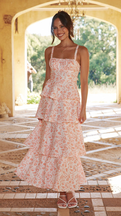 Greta | Elegant Floral Maxi Kjole til Romantiske Anledninger