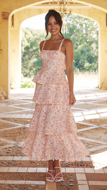 Greta | Elegant Floral Maxi Kjole til Romantiske Anledninger