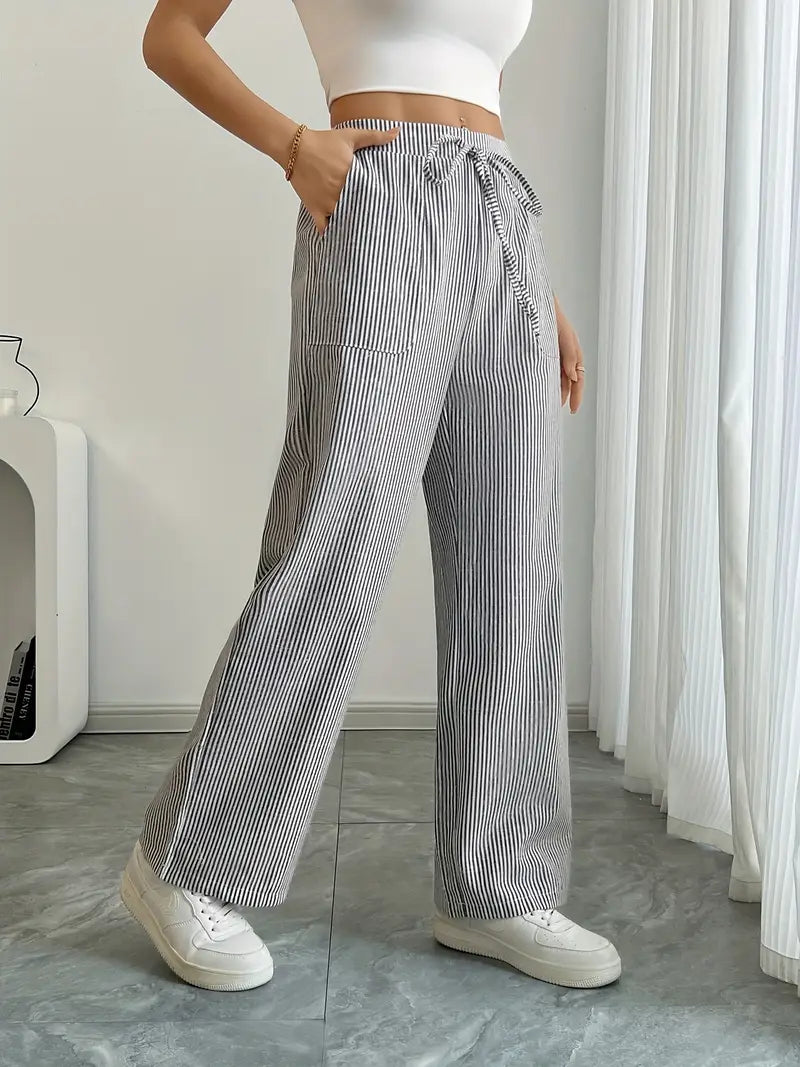 Linda | Elegante Stribede Bukser med Lommer i Trendy Farver