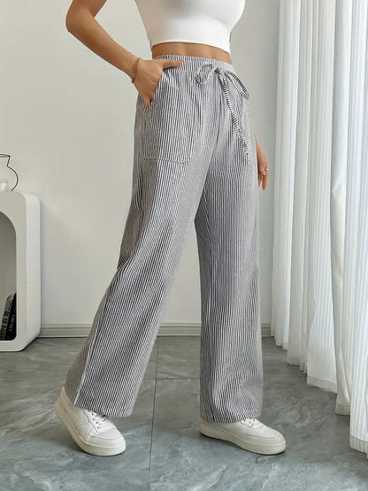 Linda | Elegante Stribede Bukser med Lommer i Trendy Farver