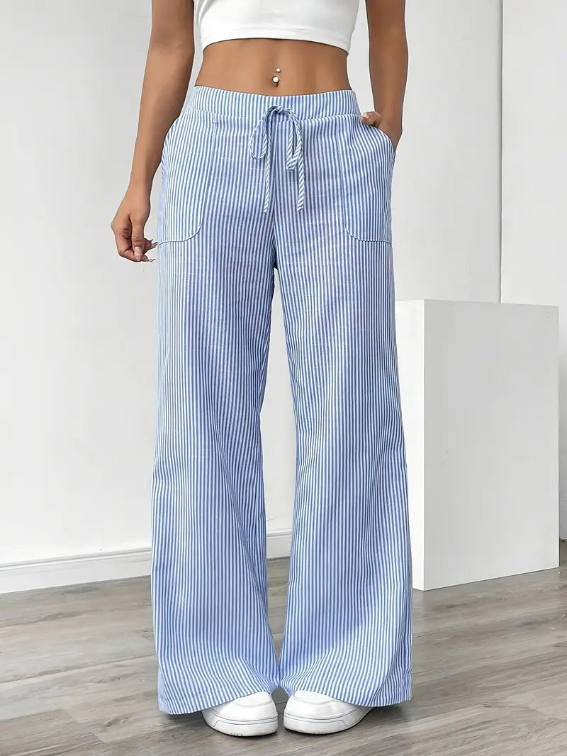 Linda | Elegante Stribede Bukser med Lommer i Trendy Farver