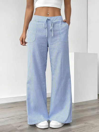Linda | Elegante Stribede Bukser med Lommer i Trendy Farver