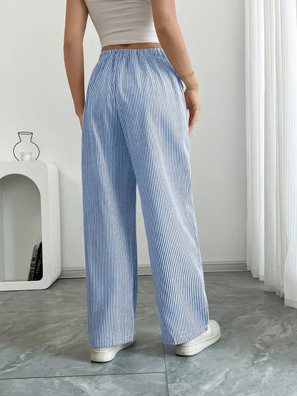 Linda | Elegante Stribede Bukser med Lommer i Trendy Farver