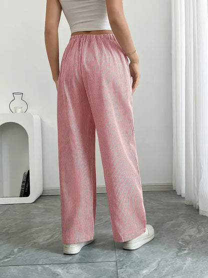 Linda | Elegante Stribede Bukser med Lommer i Trendy Farver