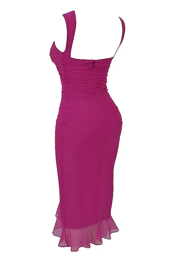 Maureen | Elegant Ruffle Midi Kjole til Alle Anledninger