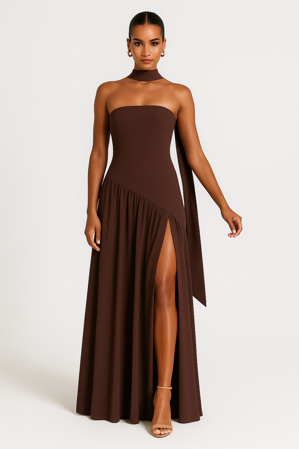 Deborah | Elegant Off-Shoulder Kjole med Høj Slids til Kvinder