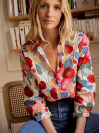 Cynthia | Kvinders Blomstret Skjorte med Knapper