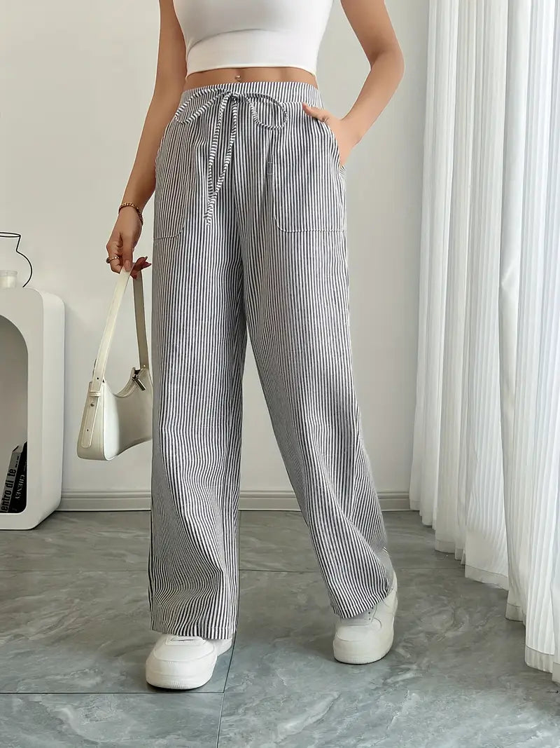 Linda | Elegante Stribede Bukser med Lommer i Trendy Farver
