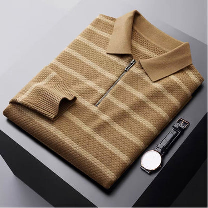 Jared | Herres Half-Zip Stribet Polo T-shirt
