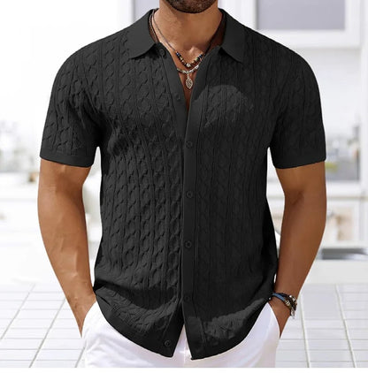 David | Retro Stilfuld Jacquard Strik Polo til Mænd