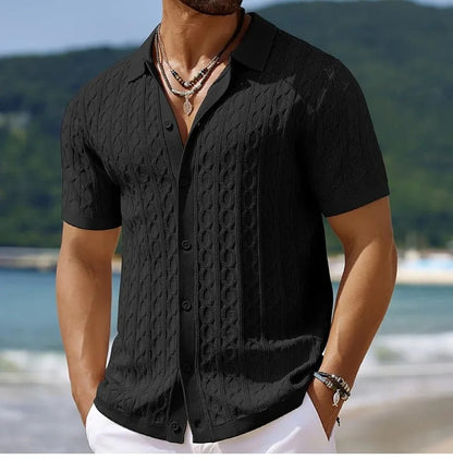 David | Retro Stilfuld Jacquard Strik Polo til Mænd