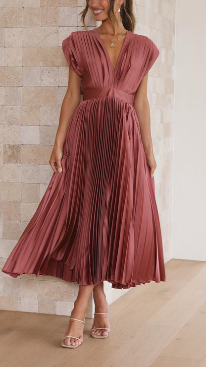 Doris | Kvinders V-hals Fit & Flare Midi Kjole