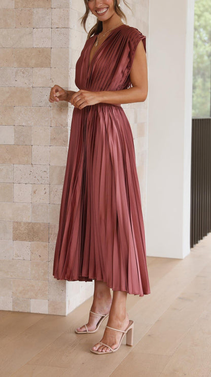 Doris | Kvinders V-hals Fit & Flare Midi Kjole