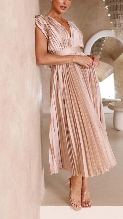 Doris | Kvinders V-hals Fit & Flare Midi Kjole