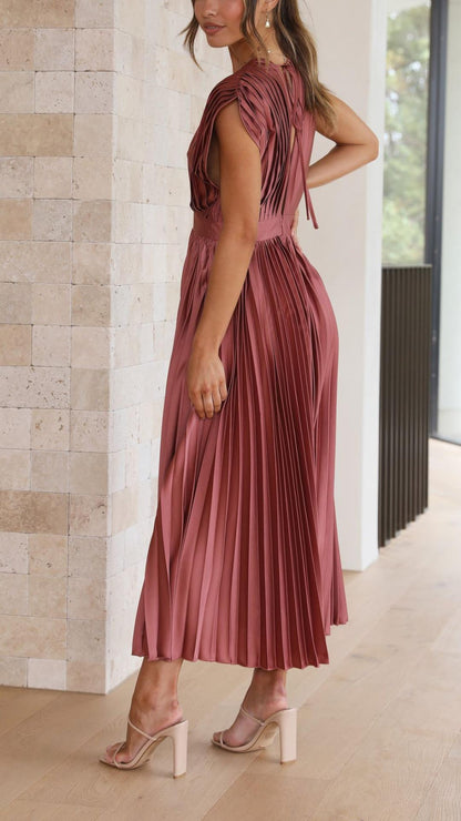 Doris | Kvinders V-hals Fit & Flare Midi Kjole