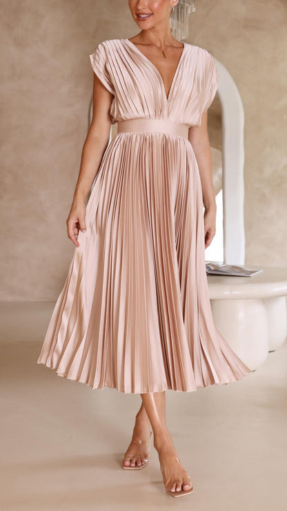 Doris | Kvinders V-hals Fit & Flare Midi Kjole