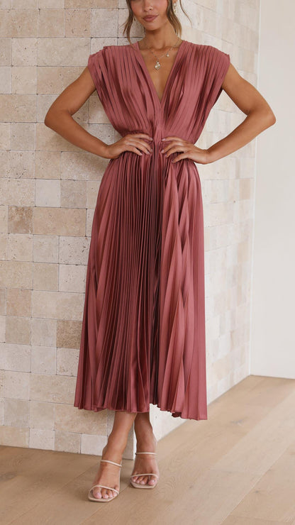 Doris | Kvinders V-hals Fit & Flare Midi Kjole