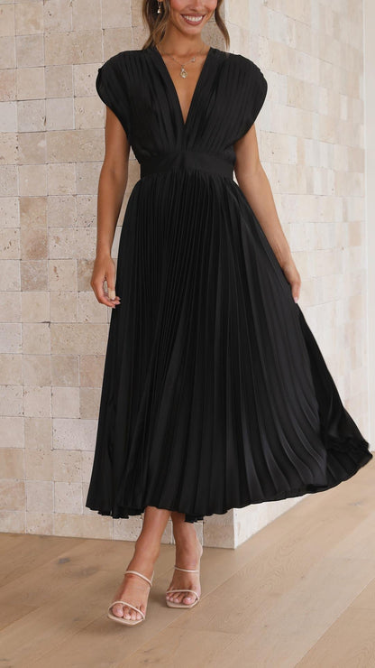 Doris | Kvinders V-hals Fit & Flare Midi Kjole