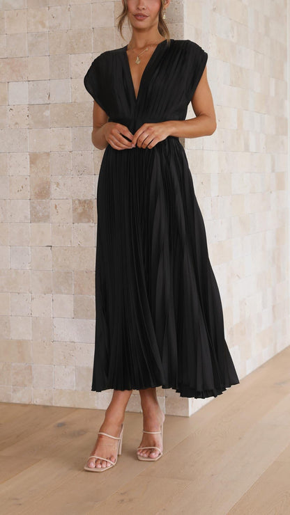 Doris | Kvinders V-hals Fit & Flare Midi Kjole