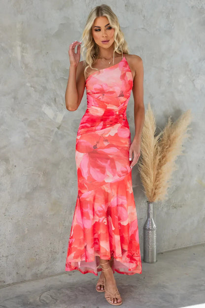 Katherine | Elegant Blomster Midi Kjole til Varmt Vejr
