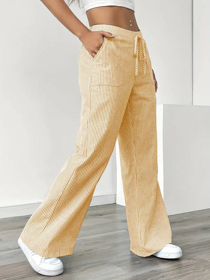 Linda | Elegante Stribede Bukser med Lommer i Trendy Farver