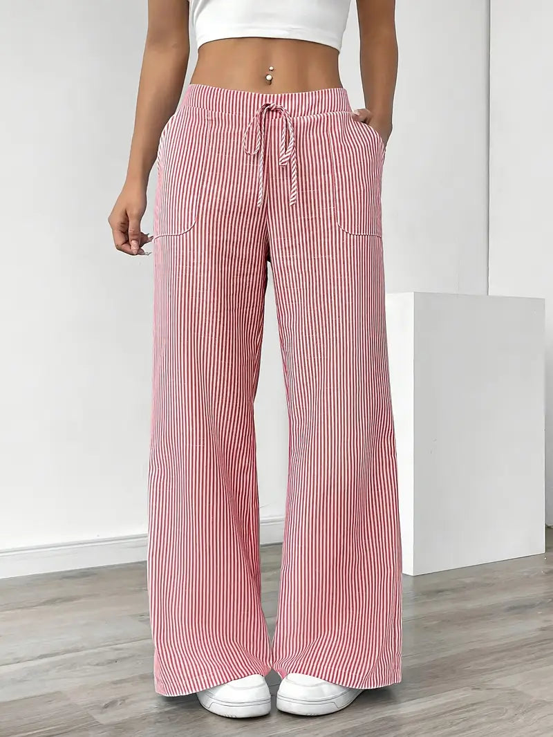 Linda | Elegante Stribede Bukser med Lommer i Trendy Farver