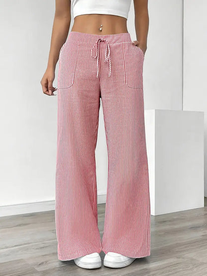 Linda | Elegante Stribede Bukser med Lommer i Trendy Farver