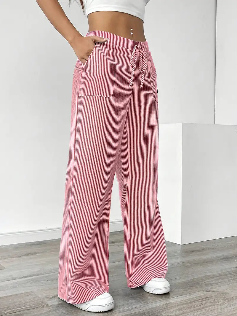 Linda | Elegante Stribede Bukser med Lommer i Trendy Farver