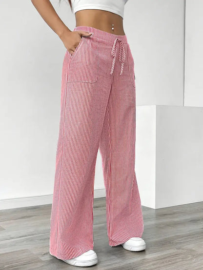 Linda | Elegante Stribede Bukser med Lommer i Trendy Farver