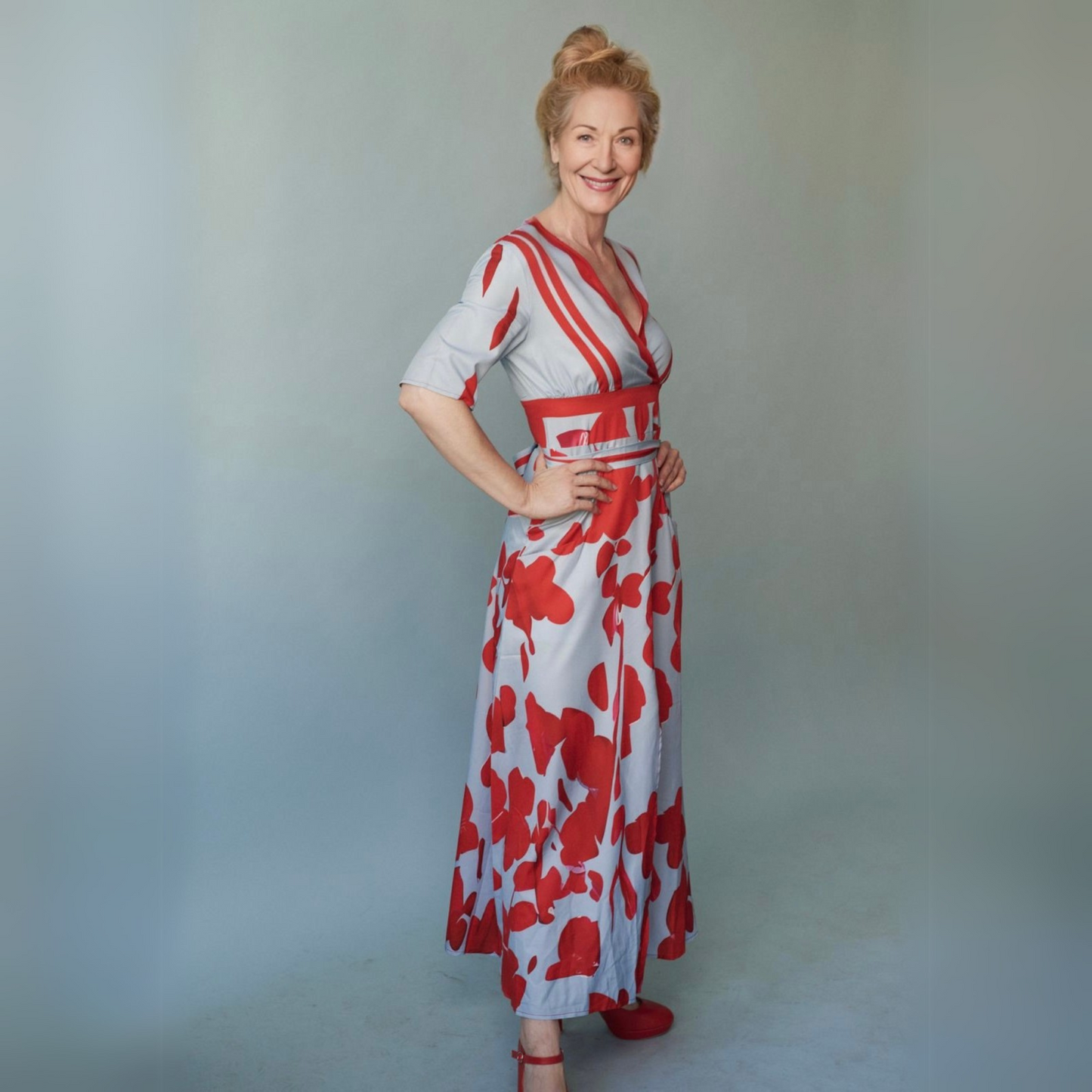 Eliza | Kvinders V-Hals Blomster Wrap Maxi Kjole