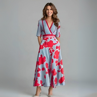 Eliza | Kvinders V-Hals Blomster Wrap Maxi Kjole