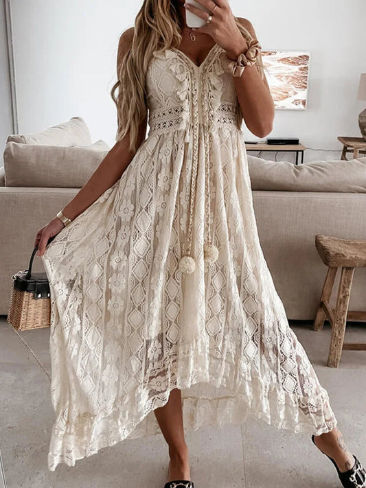 Eva | Kvinders V-Hals Blonde Maxi Kjole