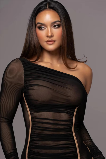 Evelyn | Kvinders One Shoulder Bodycon Midi Kjole