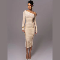 Evelyn | Kvinders One Shoulder Bodycon Midi Kjole