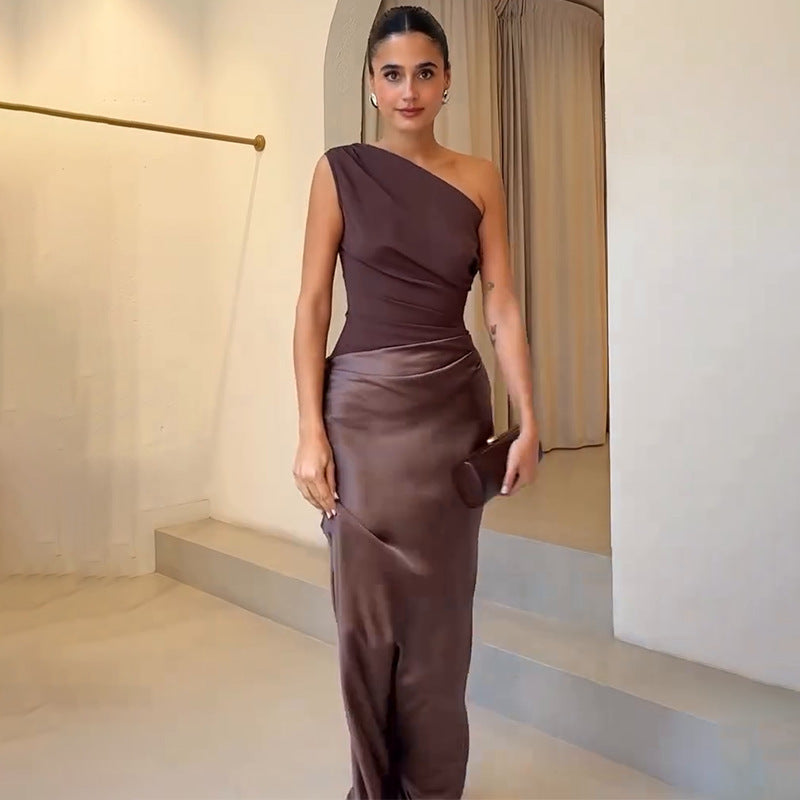 Frances | Kvinders Ærmeløs One Shoulder Maxi Kjole