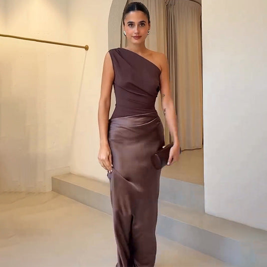 Frances | Kvinders Ærmeløs One Shoulder Maxi Kjole