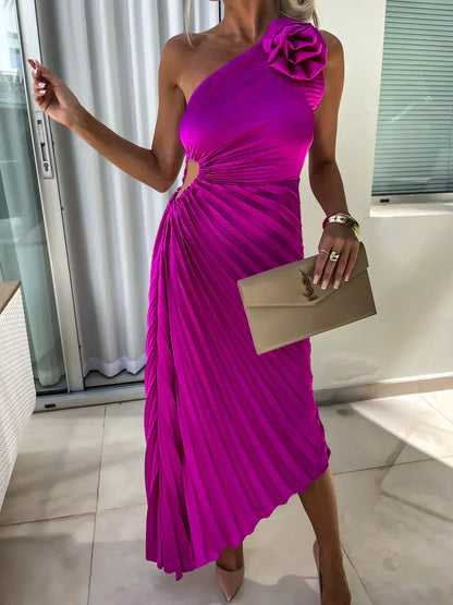 Mandy | Elegant Skulder Plisseret Kjole