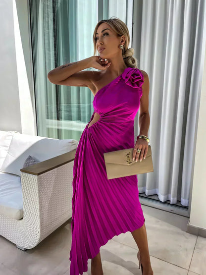 Mandy | Elegant Skulder Plisseret Kjole