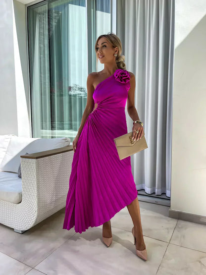 Mandy | Elegant Skulder Plisseret Kjole