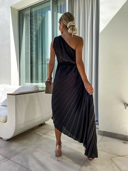 Mandy | Elegant Skulder Plisseret Kjole