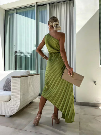 Mandy | Elegant Skulder Plisseret Kjole