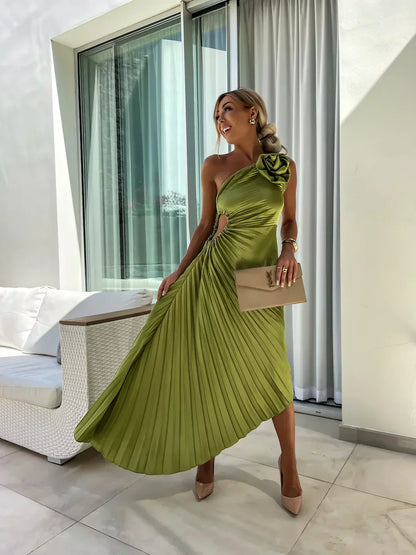 Mandy | Elegant Skulder Plisseret Kjole
