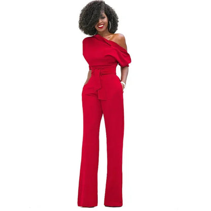 Grace | Kvinders One Shoulder Belted Jumpsuit