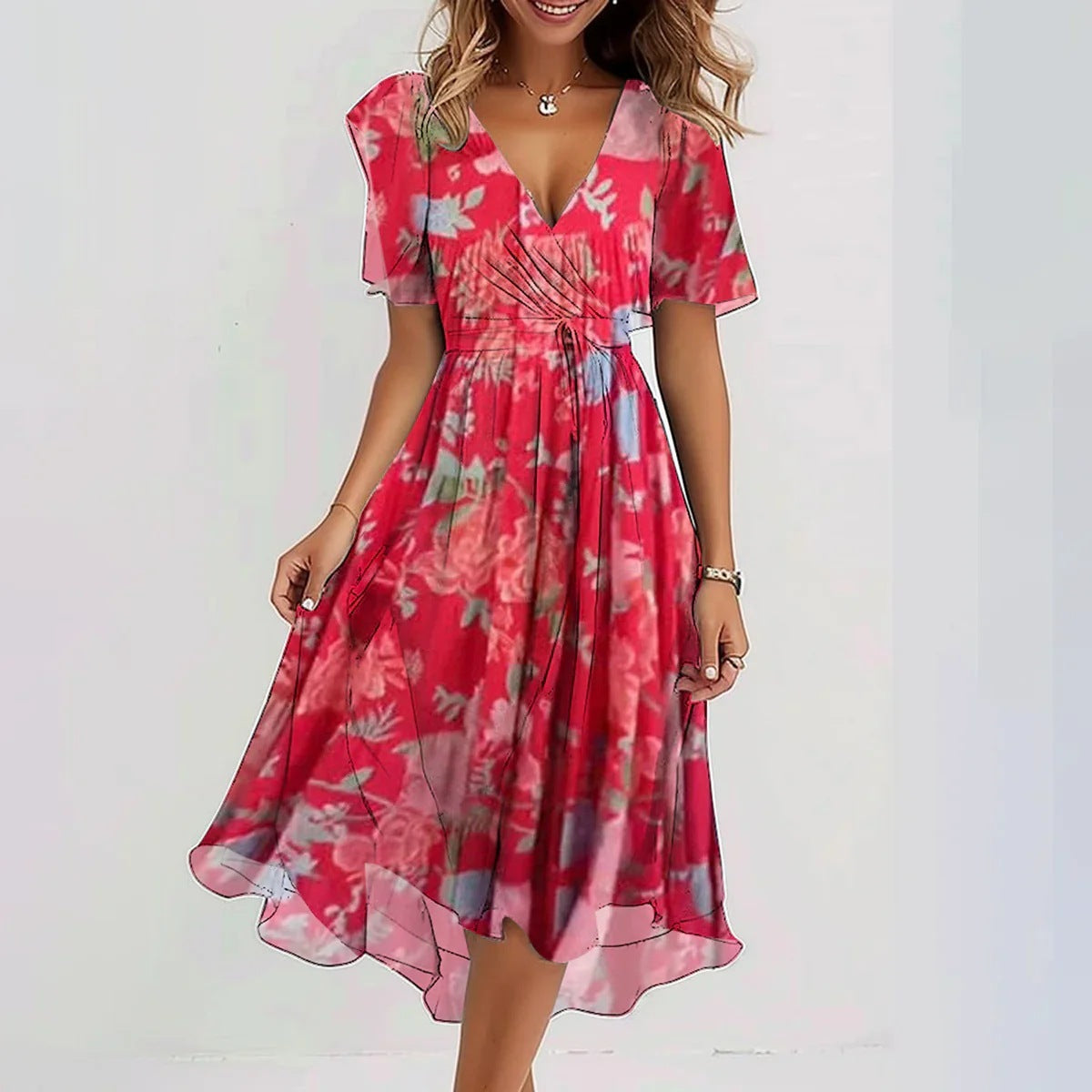 Harper | Kvinders V-Hals Wrap Midi Kjole