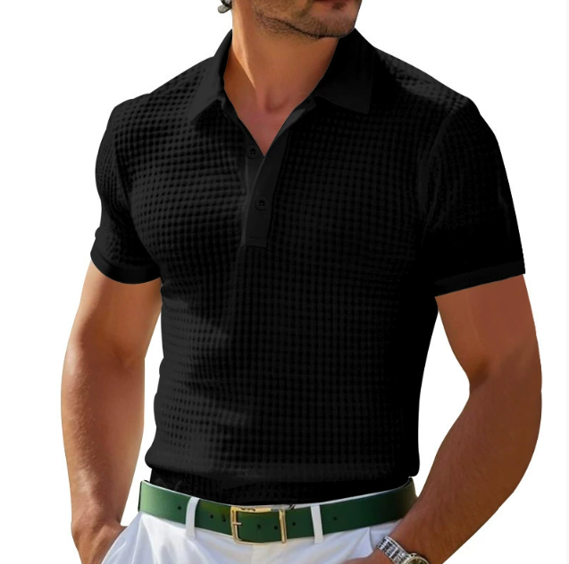 Derrick | Premium Strikket Polo T-shirt med Vintage Appeal