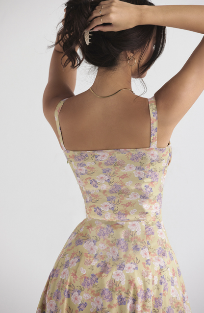 Sally | Forårskjole - Blomsterprint Festkjole